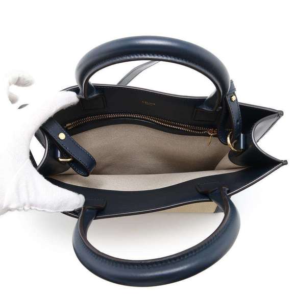 CELINE Canvas Leather Tote Bag Small Vertical Cabas 192082DL4 Shoulder - Picture 6 of 11